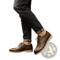 Men leather brogue dress shoes in brown leather with tan soles ideal for formal and office wear