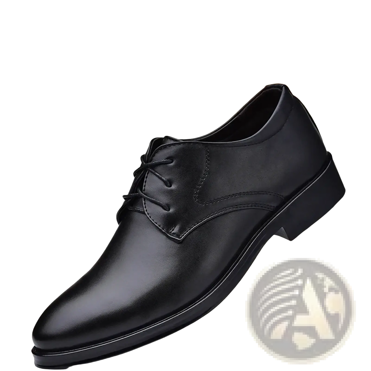 Black leather lace-up men’s business shoe with rubber outsole ideal for formal dress footwear use