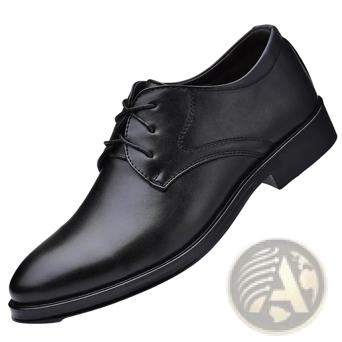 Black leather oxford dress shoe for men with lace-up closure and polished finish in classic design