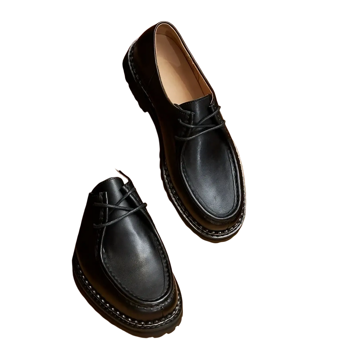 Men leather oxford dress shoes in black leather with a polished finish and visible stitching along the sole