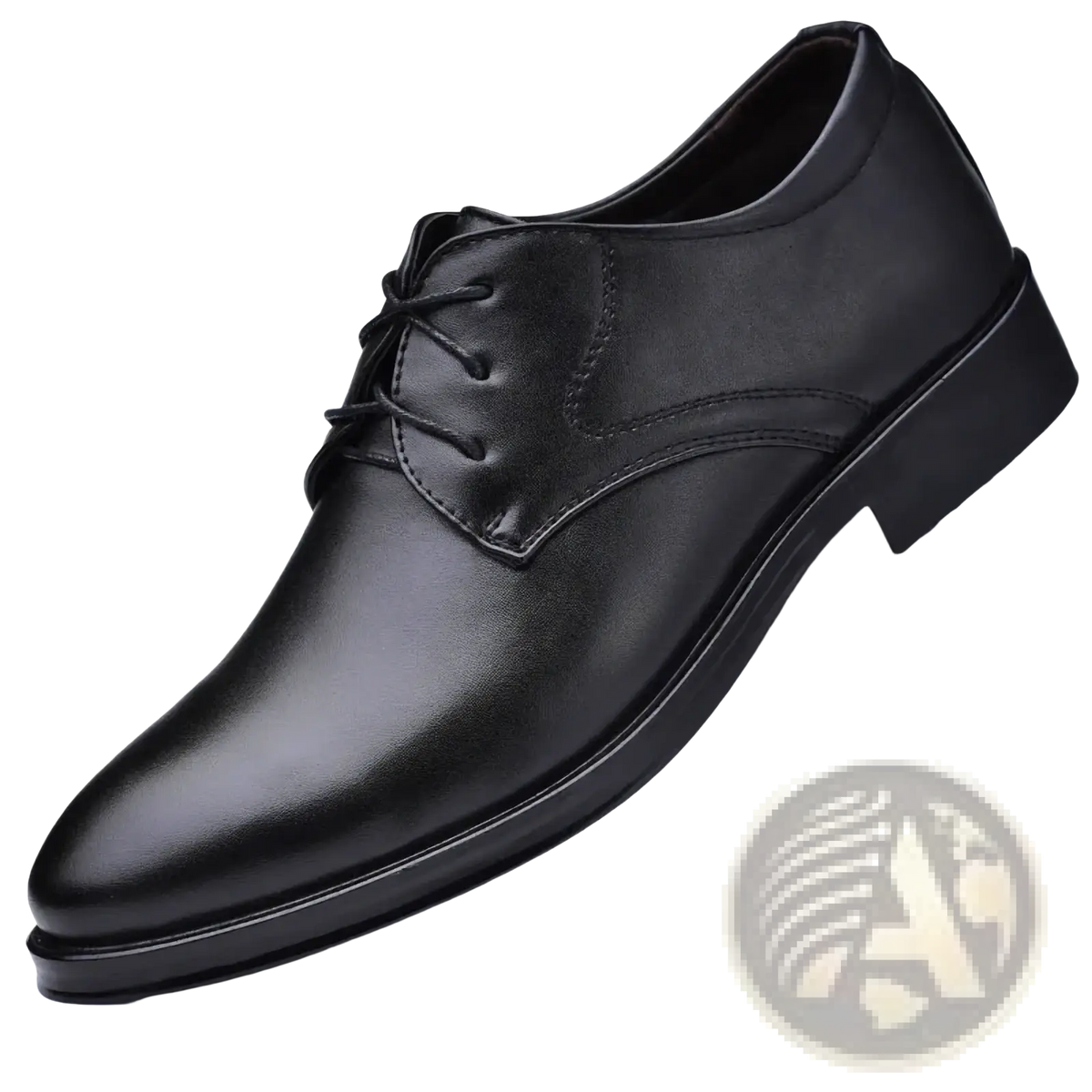Black leather oxford dress shoes for men with lace-up design and polished finish perfect for formal wear