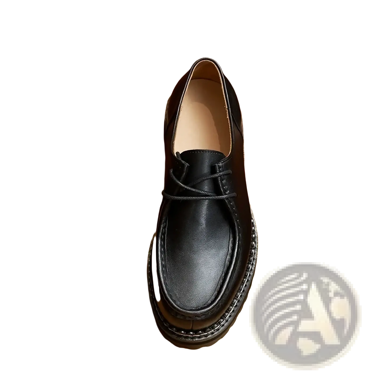 Men leather oxford dress shoe in black leather with lace-up closure and thick textured sole for formal wear
