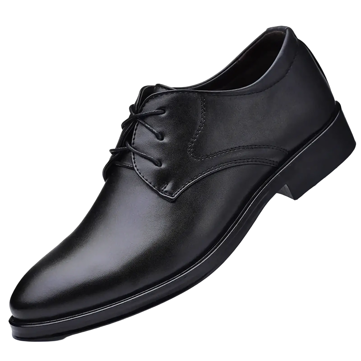 Black leather men leather oxford dress shoe with sleek polished finish and classic lace up design