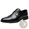 Men leather oxford dress shoes in black leather with polished finish and classic cap-toe for business use