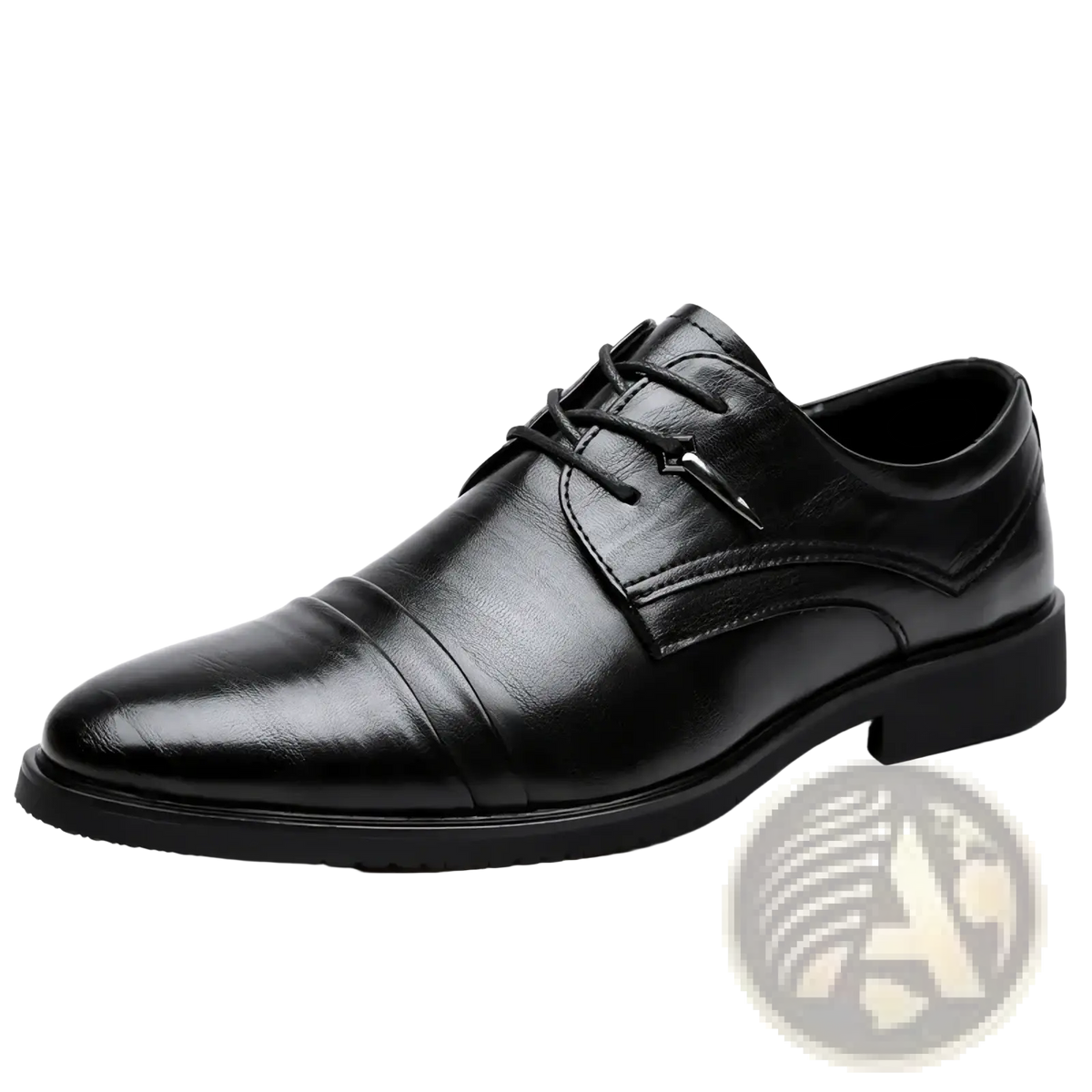 Men leather oxford dress shoes in black leather with polished finish and classic cap-toe for business use
