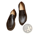 Men leather oxford dress shoes black leather loafers with dark laces and stitched toe cap for formal wear