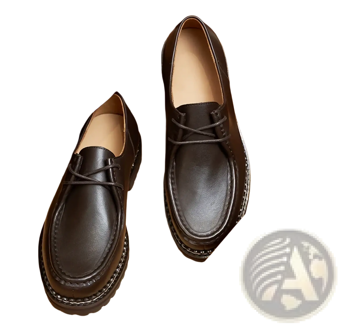 Men leather Oxford dress shoes in dark brown leather with lace-up design and visible stitching details