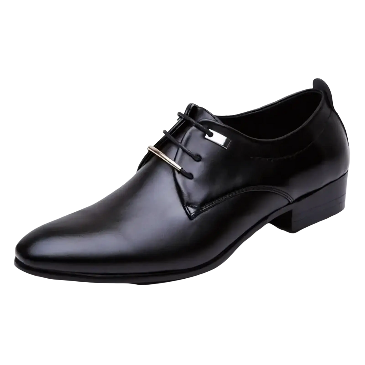 Men leather oxford formal dress shoes black huajuaner with polished leather finish and silver metal eyelets