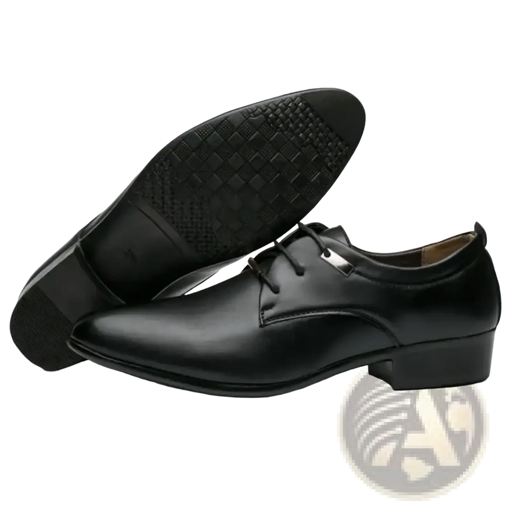 Men leather oxford formal dress shoes in black with polished finish and subtle stitching details