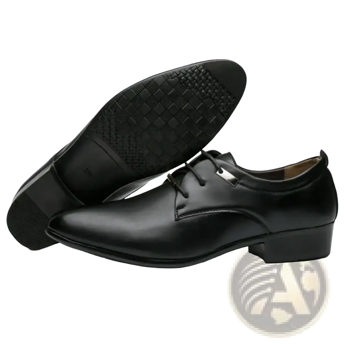 Men leather oxford formal dress shoes in black with polished finish and subtle stitching details