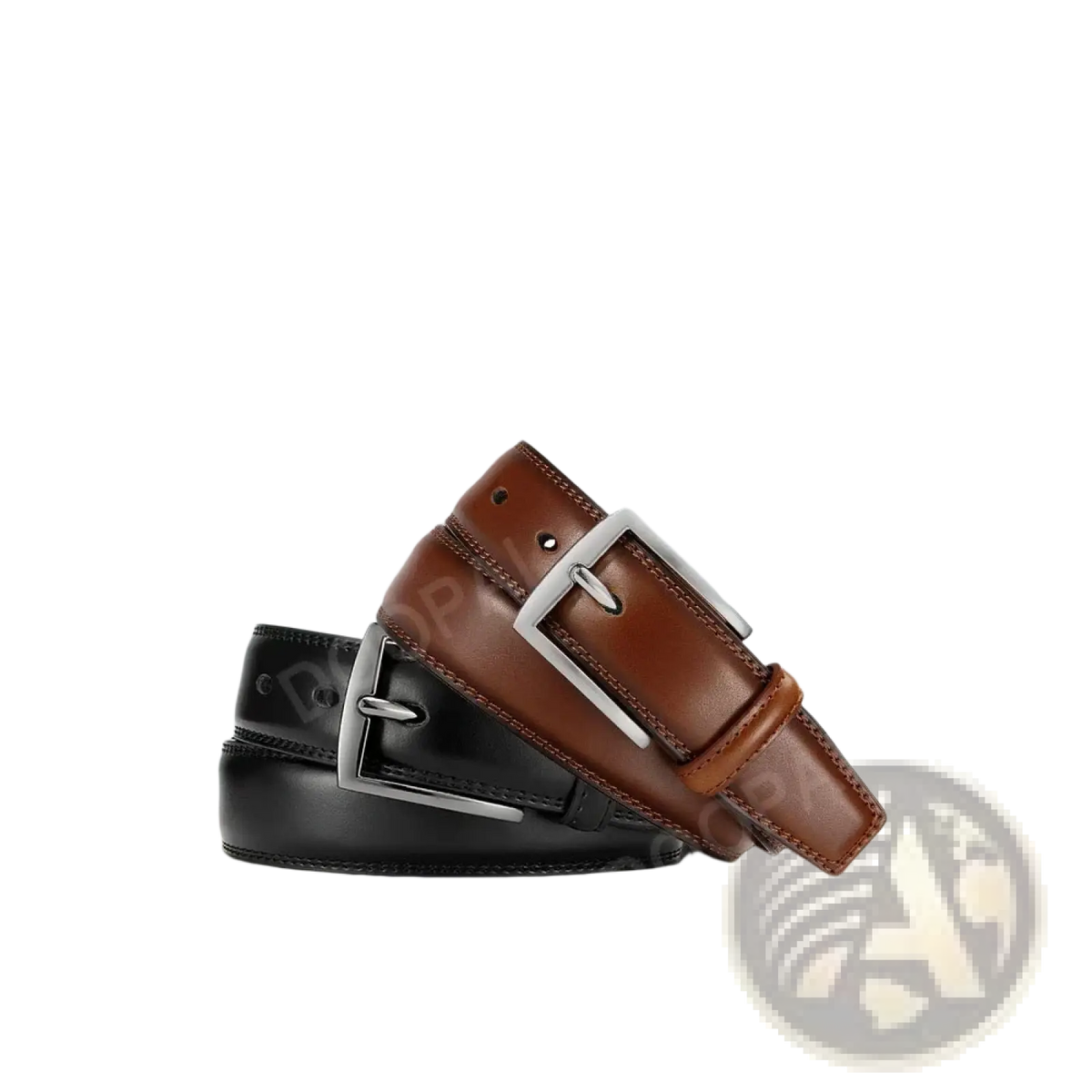 Men leather ratchet belts in brown and black leather with silver-toned automatic buckles and 1.3-inch width for comfort