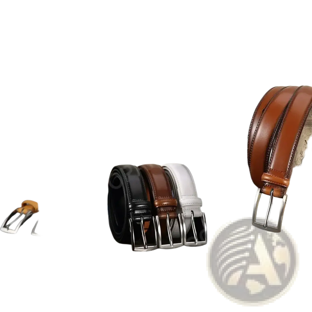 Men leather ratchet belt in brown with an automatic silver buckle made from high-quality leather material