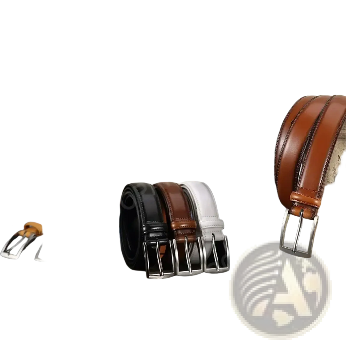 Men leather ratchet belt in brown with an automatic silver buckle made from high-quality leather material