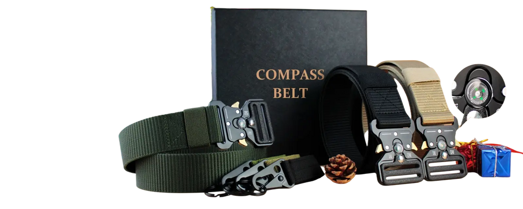 Men leather ratchet belt with automatic black buckle in dark green leather featuring reinforced stitching and matching accessories