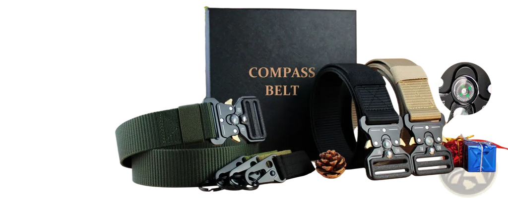 Men leather ratchet belt with automatic black buckle in dark green leather featuring reinforced stitching and matching accessories