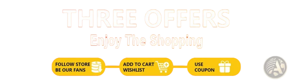 Orange promotional banner with white text advertising three shopping offers for men leather ratchet belt with automatic buckle
