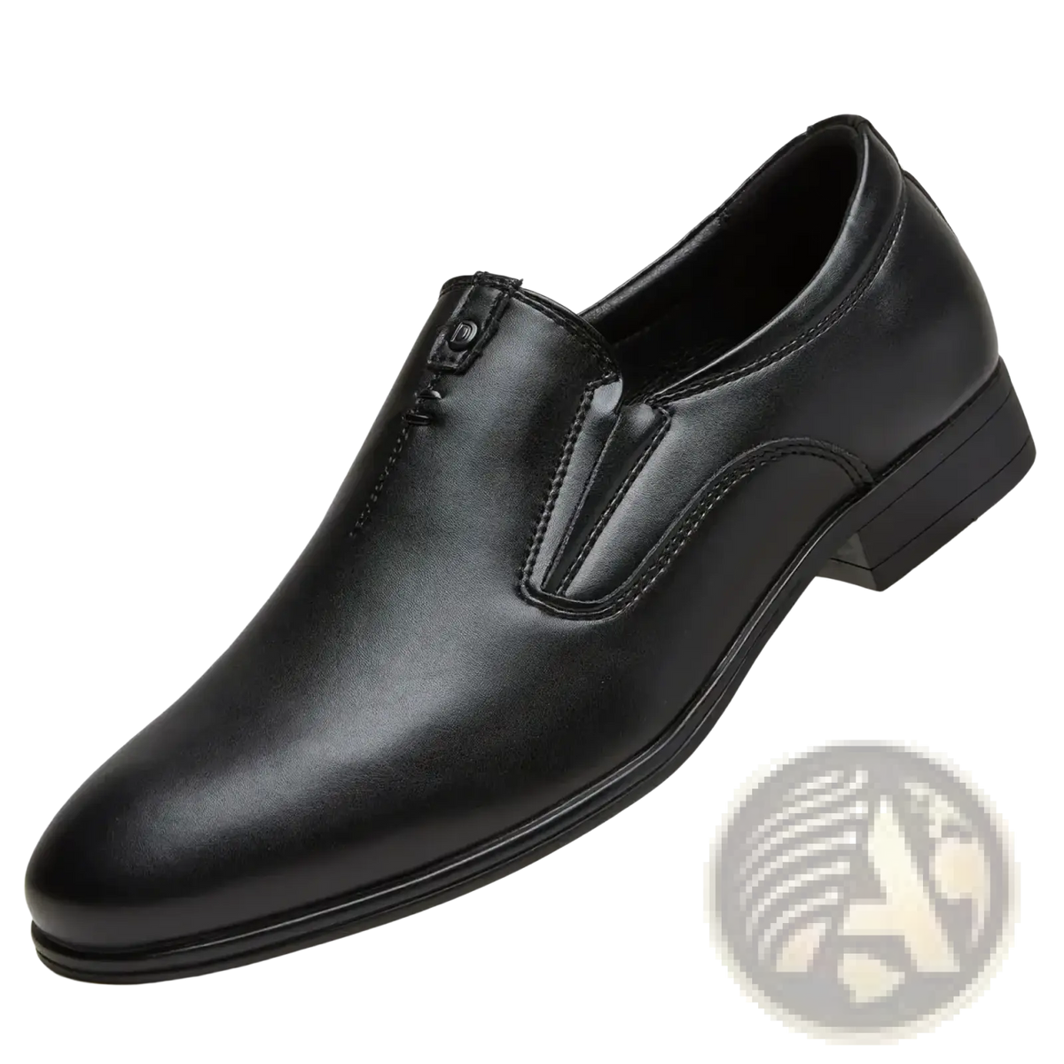 Black leather slip-on men’s dress shoe with polished finish and classic casual loafer design