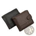 Men leather wallet bifold pocket featuring two textured leather wallets in dark brown and black with flap closure and stitching