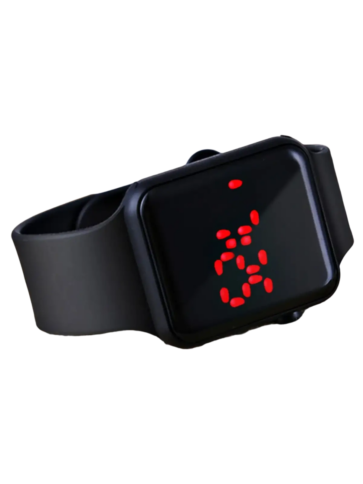 Men led digital watch with red led display black silicone band material type and battery included for daily use