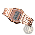 Men led digital watch rose gold stainless steel wristwatch with rectangular face and metallic link bracelet