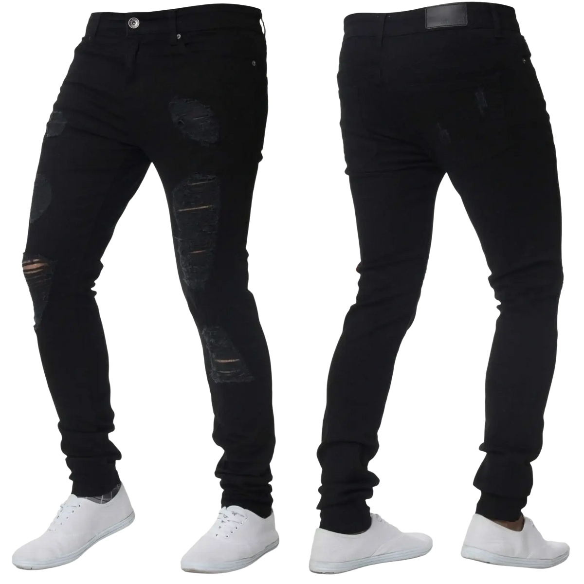 Men light blue distressed ripped jeans casual slim fit with ripped patches and a skinny fit design