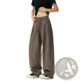 Men lightweight brown plaid wide leg casual pants with elastic waistband and drawstring adjustment