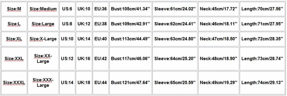 Size chart for men linen blend casual shirt showing measurements for bust sleeve neck and length across regions
