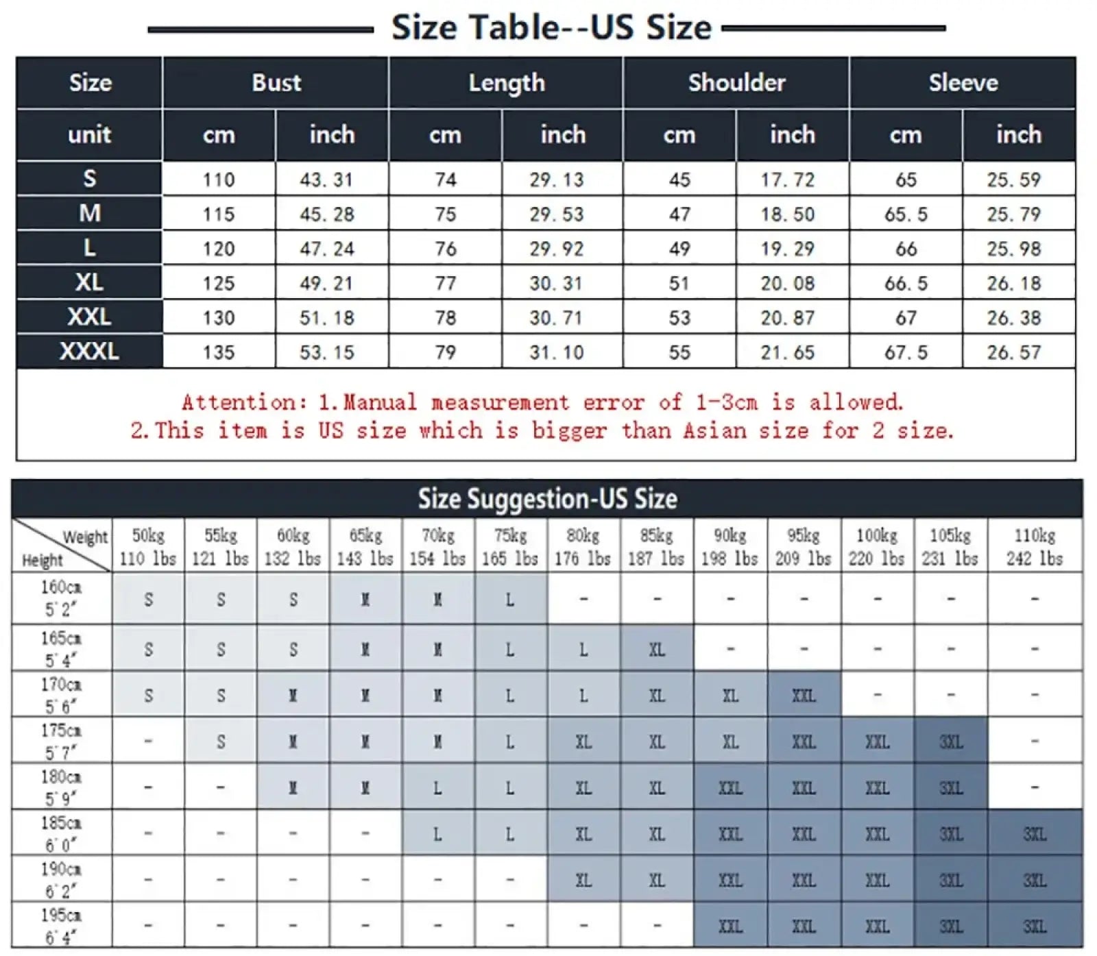 Us size clothing measurement chart for men linen henley shirt long sleeve casual summer beach with bust length shoulder sleeve in cm and inches