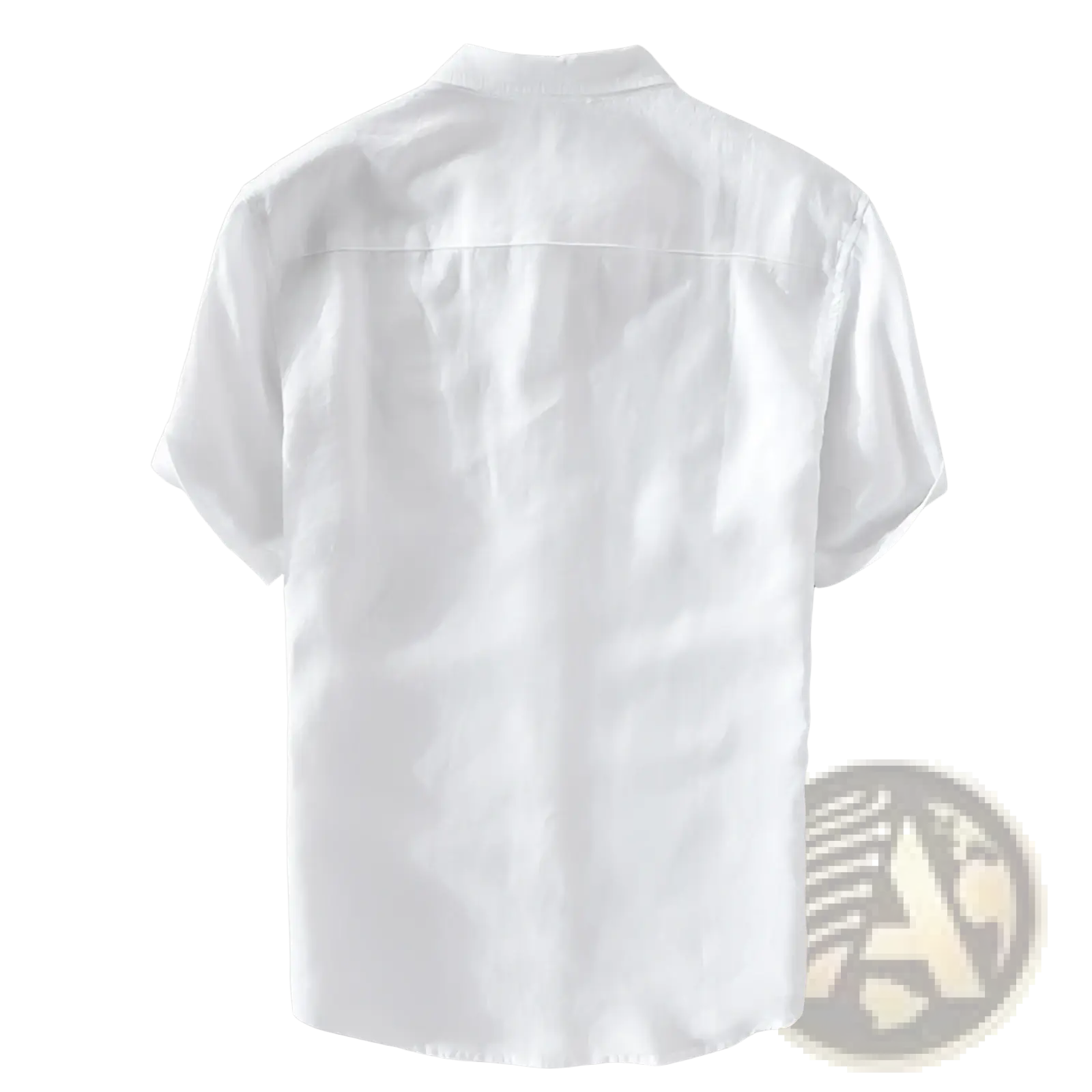 White men linen short sleeve shirt with classic collar breathable and lightweight for summer wear