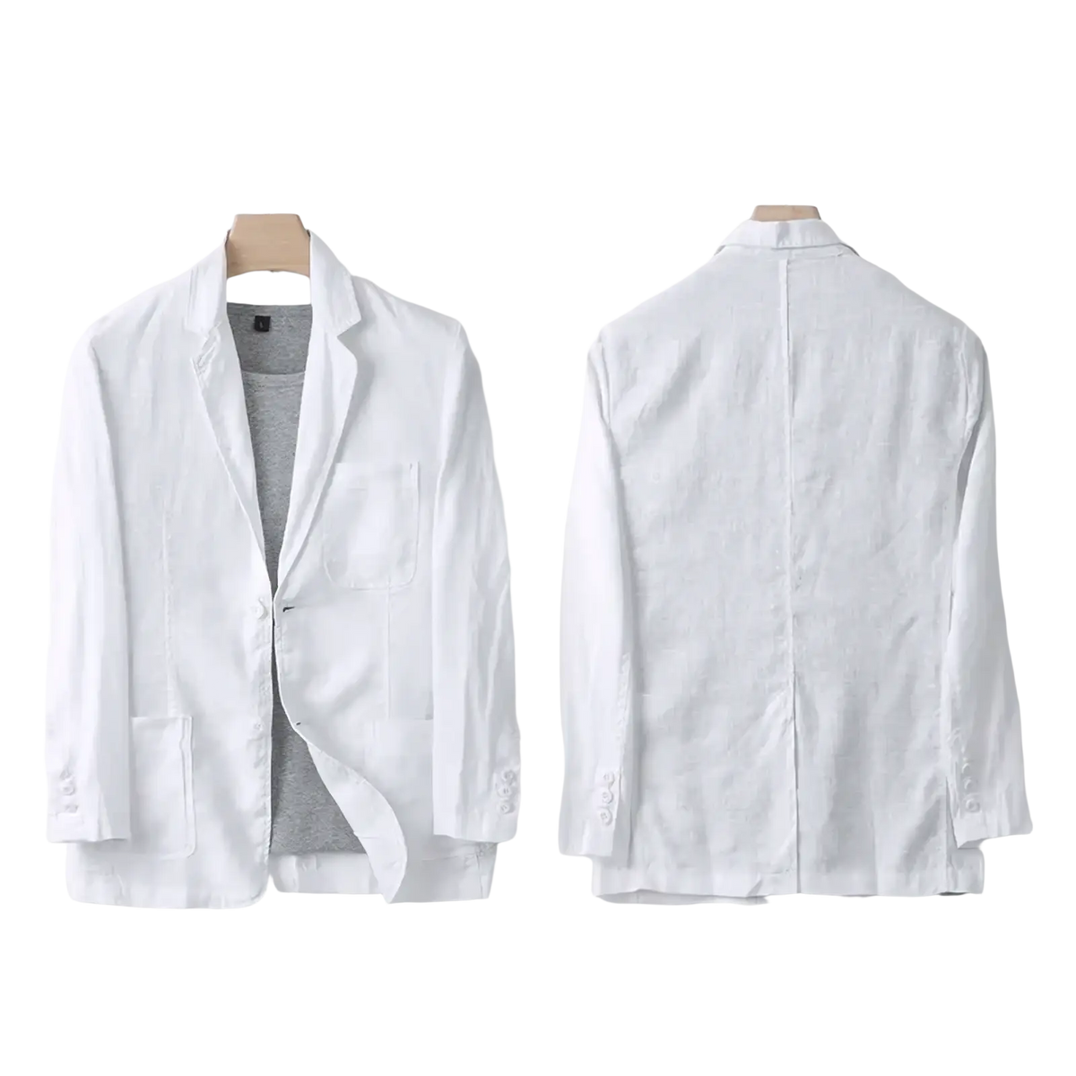Men linen suit jacket white linen blazer with relaxed fit buttoned cuffs and front pockets for summer casual wear