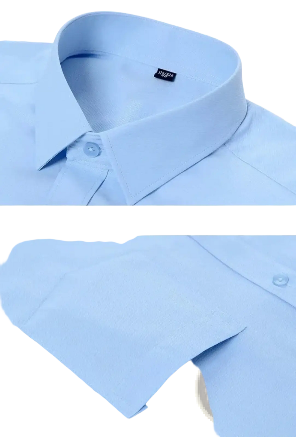 Light blue crisp cotton men long sleeve dress shirt with classic collar anti wrinkle for formal office wear