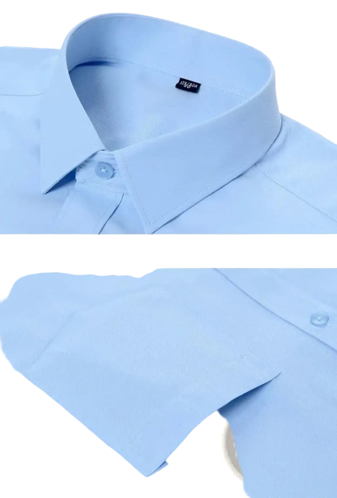 Light blue crisp cotton men long sleeve dress shirt with classic collar anti wrinkle for formal office wear