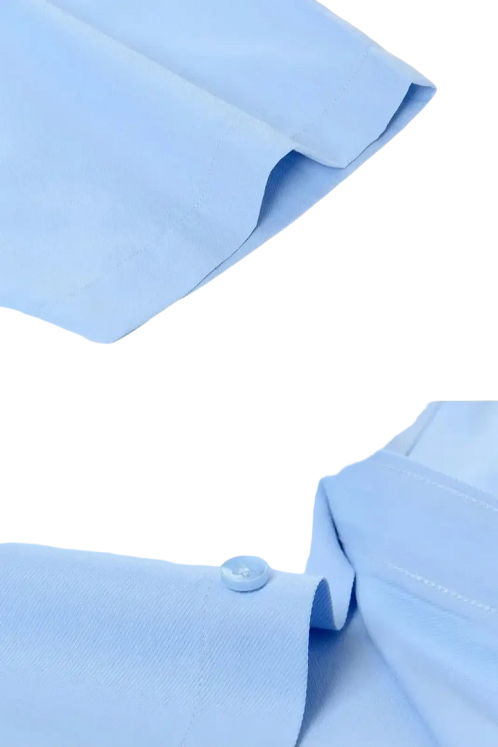 Light blue cotton men long sleeve dress shirt with crisp collar and subtle stitching ideal for formal office wear