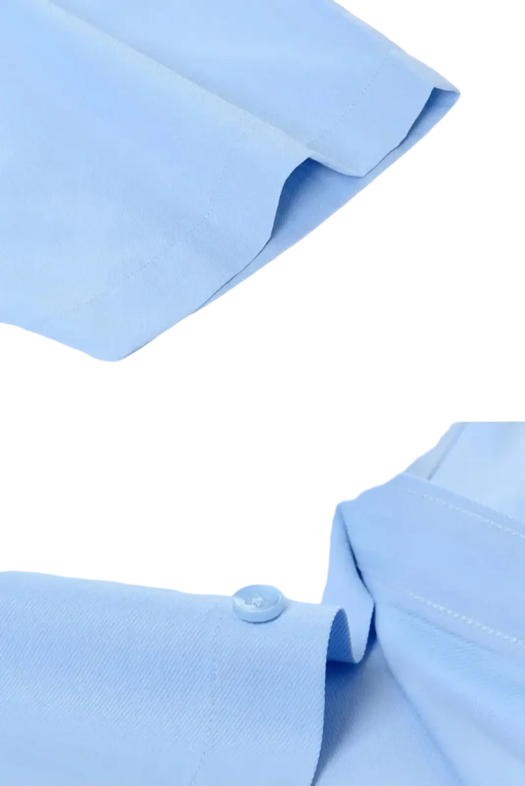 Light blue cotton men long sleeve dress shirt with crisp collar and subtle stitching ideal for formal office wear