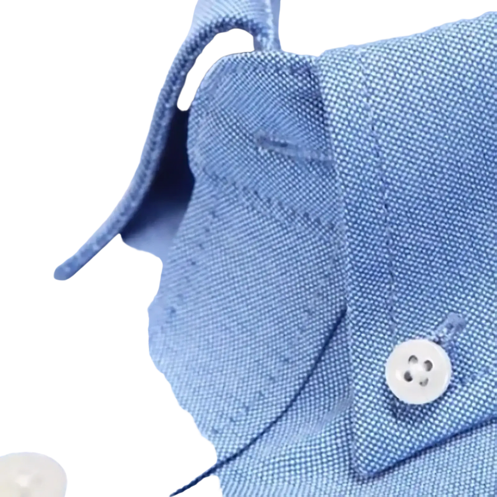 Men long sleeve oxford casual shirt with light blue button-down collar woven texture and white buttons