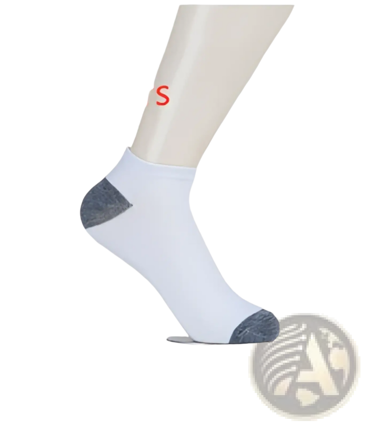 Men low cut athletic ankle socks in white with gray reinforced heel and toe designed for sweat absorption