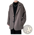 Men luxury oversized blazer jacket in gray with black buttons and relaxed fit for stylish formal wear