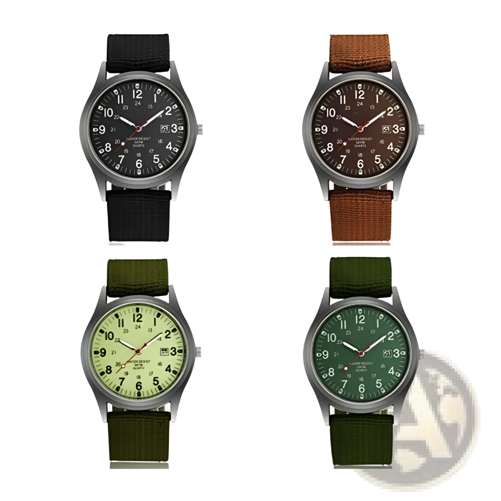 Men luxury quartz watches with waterproof luminous dials black, brown, green straps and stainless steel cases