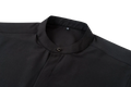 Black men mandarin collar casual long sleeve shirt with stand-up collar and single button closure