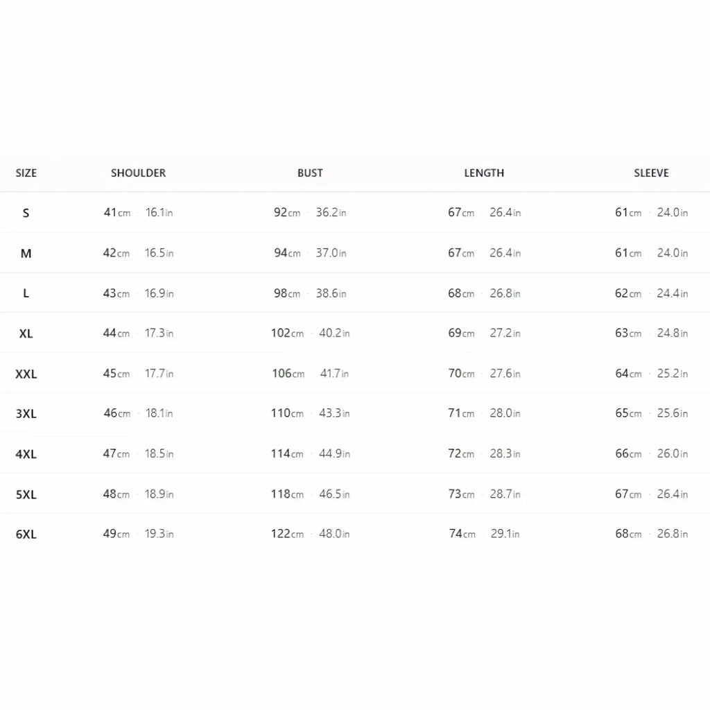 Size chart showing measurements in cm and inches for men maroon single breasted formal suit set sizes s to 6xl