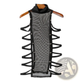 Men mesh turtleneck tank top with black mesh, high collar, crisscross straps, and silver metal stud accents along sides