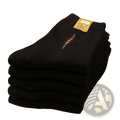 Men mid calf crew socks 5 pack black knit with subtle red and gold embroidered design on the side