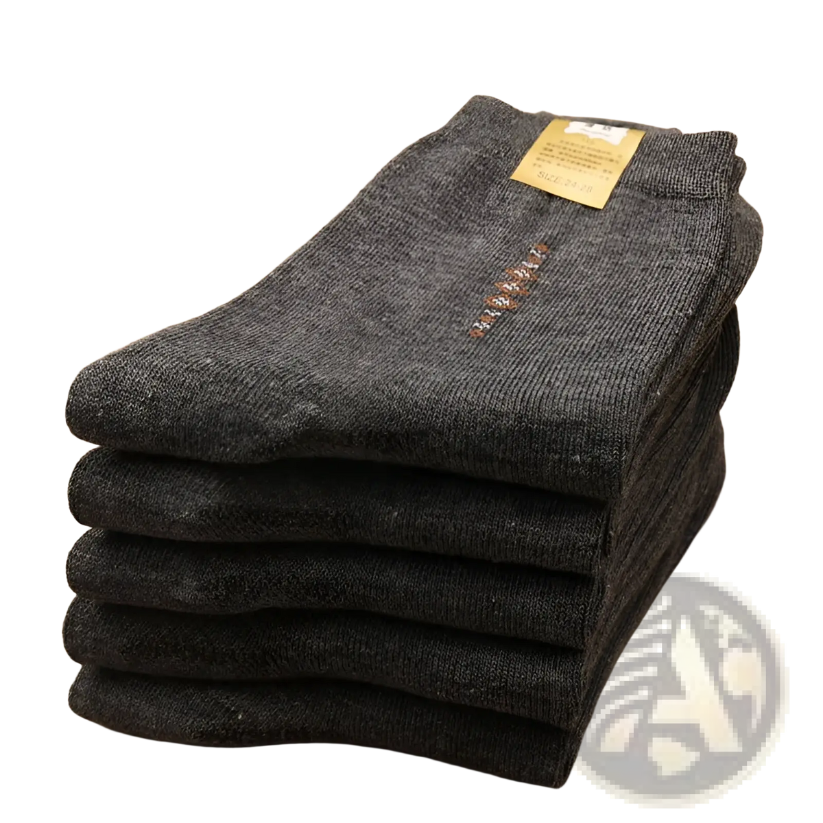Men mid calf crew socks 5 pack in dark gray with subtle textured pattern and small embroidered logo on the side