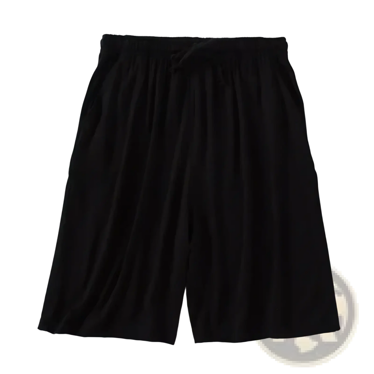 Black men modal cotton lounge shorts with an elastic waistband and drawstring in a loose-fitting design