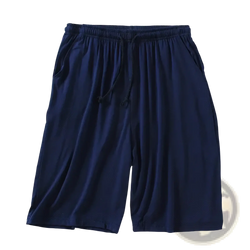 Dark blue men modal cotton lounge shorts with elastic waistband and drawstring for comfortable casual wear