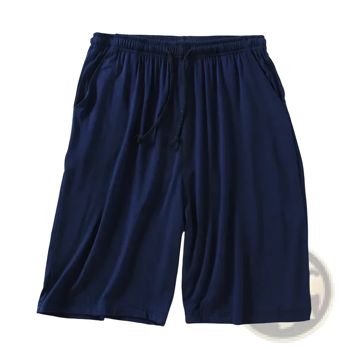 Dark blue men modal cotton lounge shorts with elastic waistband and drawstring for comfortable casual wear