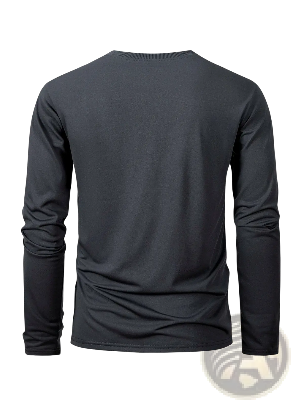 Men moisture wicking long sleeve crew neck t shirt in black with smooth slightly textured fabric for active wear