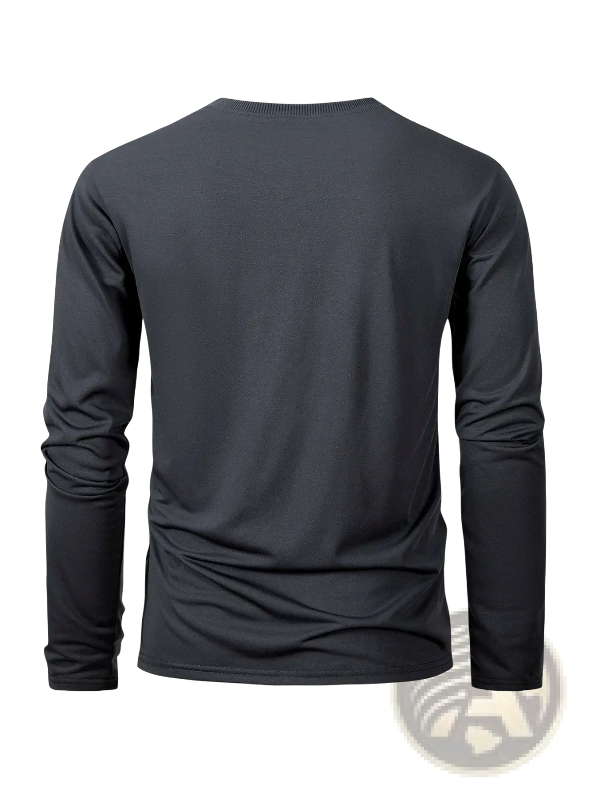 Men moisture wicking long sleeve crew neck t shirt in black with smooth slightly textured fabric for active wear