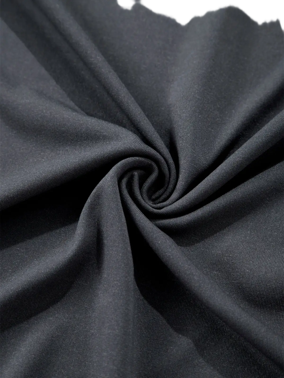 Black stretchy knit fabric with soft smooth texture and subtle sheen in men moisture wicking long sleeve crew neck t shirt