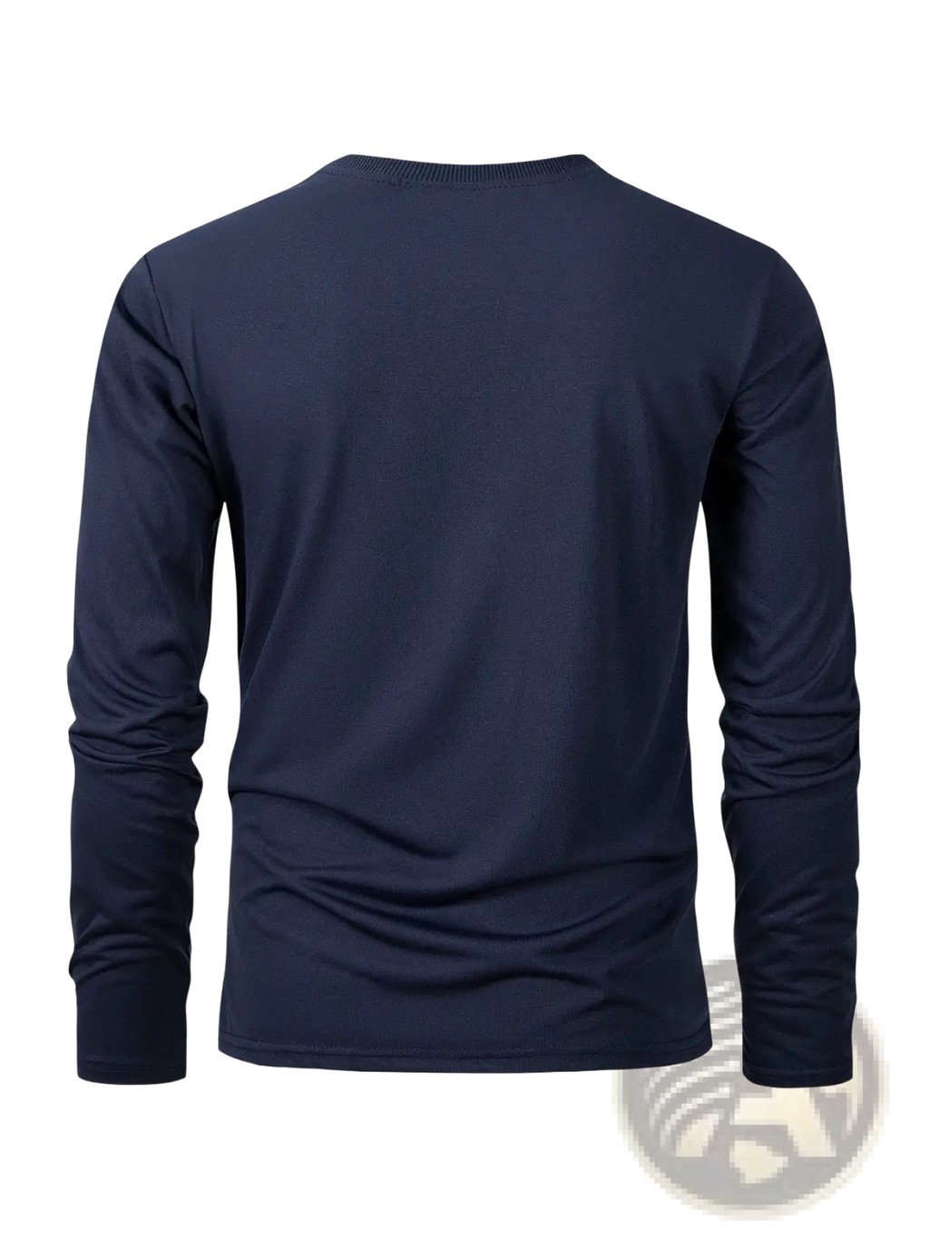 Men moisture wicking long sleeve crew neck t shirt in navy blue designed for comfort and active wear